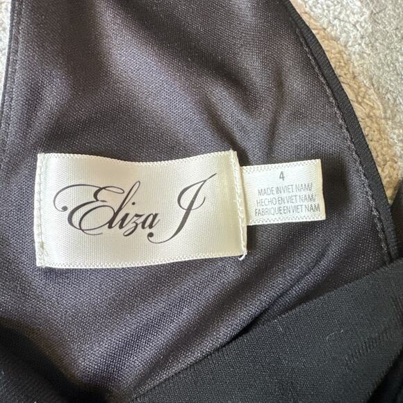NWT Eliza J Black Twist Front Sleeveless Long Evening Dress Women's Size 4 - Picture 7 of 11